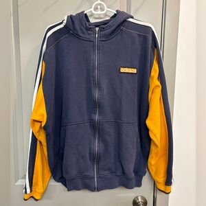 Adidas vintage oversized hoodie jacket blue L